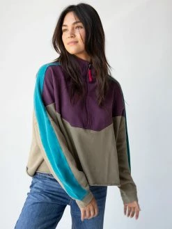 Natural Life Jess Color Block Pullover - Purple