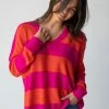 Natural Life Slouchy V-Neck Sweater - Pink Stripe -Natural Life Shop 484A3813 20copy