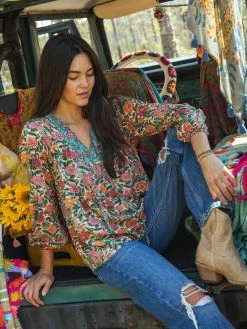 Natural Life Rowan Top - Cream Turquoise Mix -Natural Life Shop 484A4116 20copy