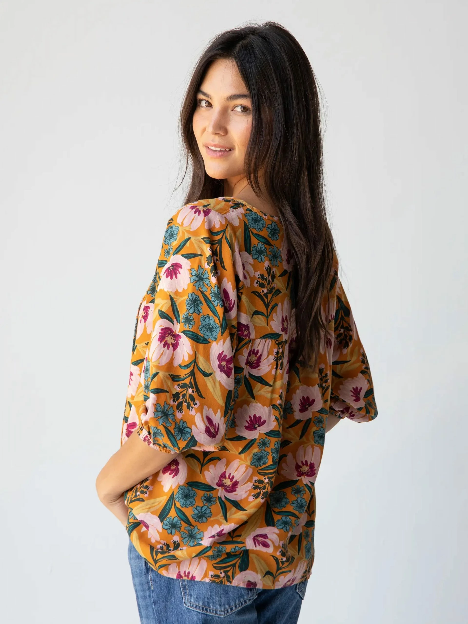 Natural Life Maribel Top - Orange Pink Floral 5 Natural Life Maribel Top - Orange Pink Floral - Image 3