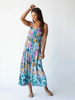 Natural Life Gracie V-Neck Slip Dress - Purple Floral -Natural Life Shop 484A4347