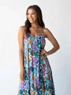 Natural Life Gracie V-Neck Slip Dress - Purple Floral -Natural Life Shop 484A4364