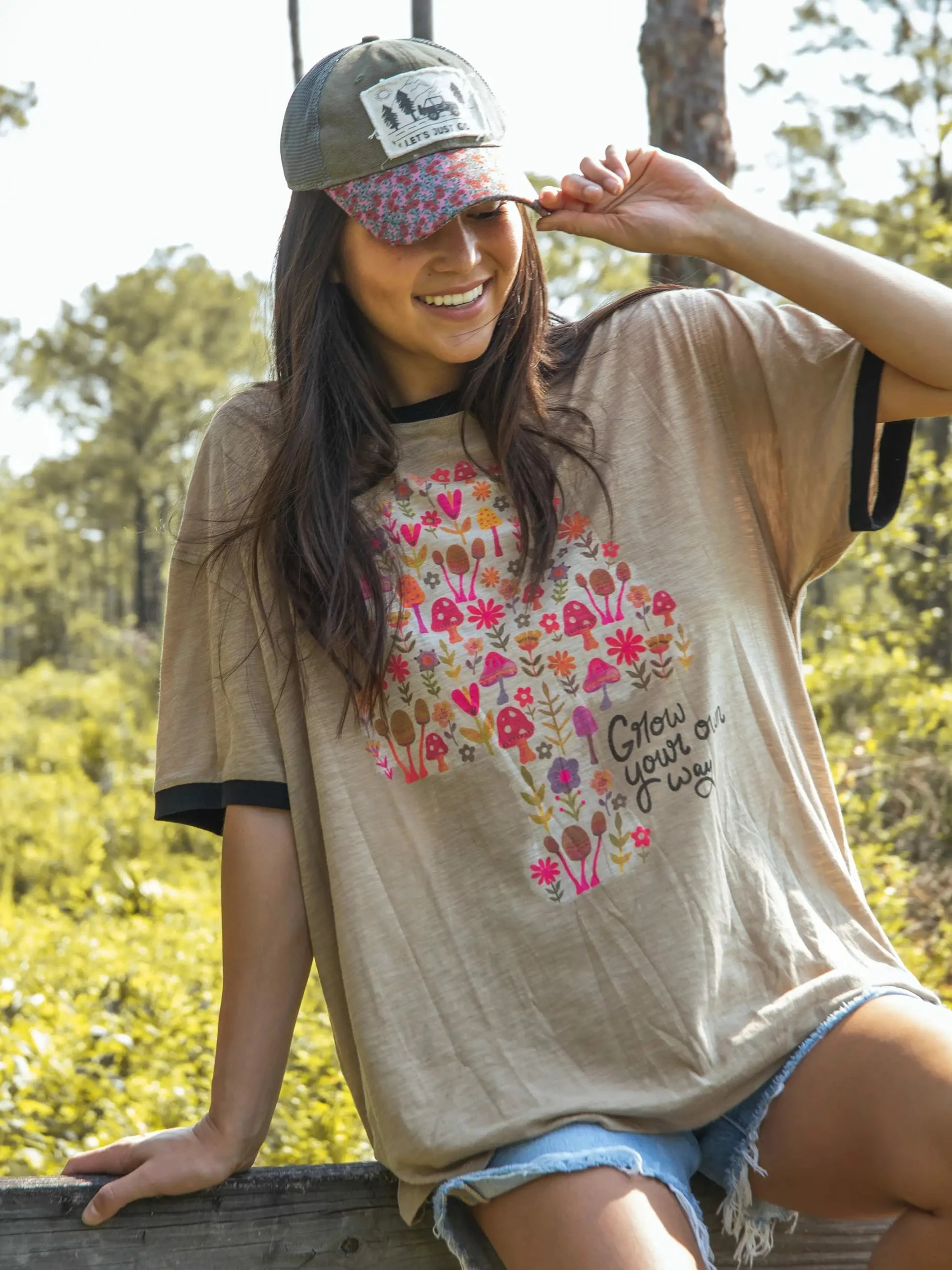 Natural Life Ringer Oversized Tee Shirt - Grow Your Own Way 3 Natural Life Ringer Oversized Tee Shirt - Grow Your Own Way