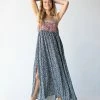 Natural Life Patti Side Slit Maxi Dress - Red Blue Calico -Natural Life Shop 484A4489
