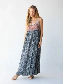 Natural Life Patti Side Slit Maxi Dress - Red Blue Calico -Natural Life Shop 484A4512