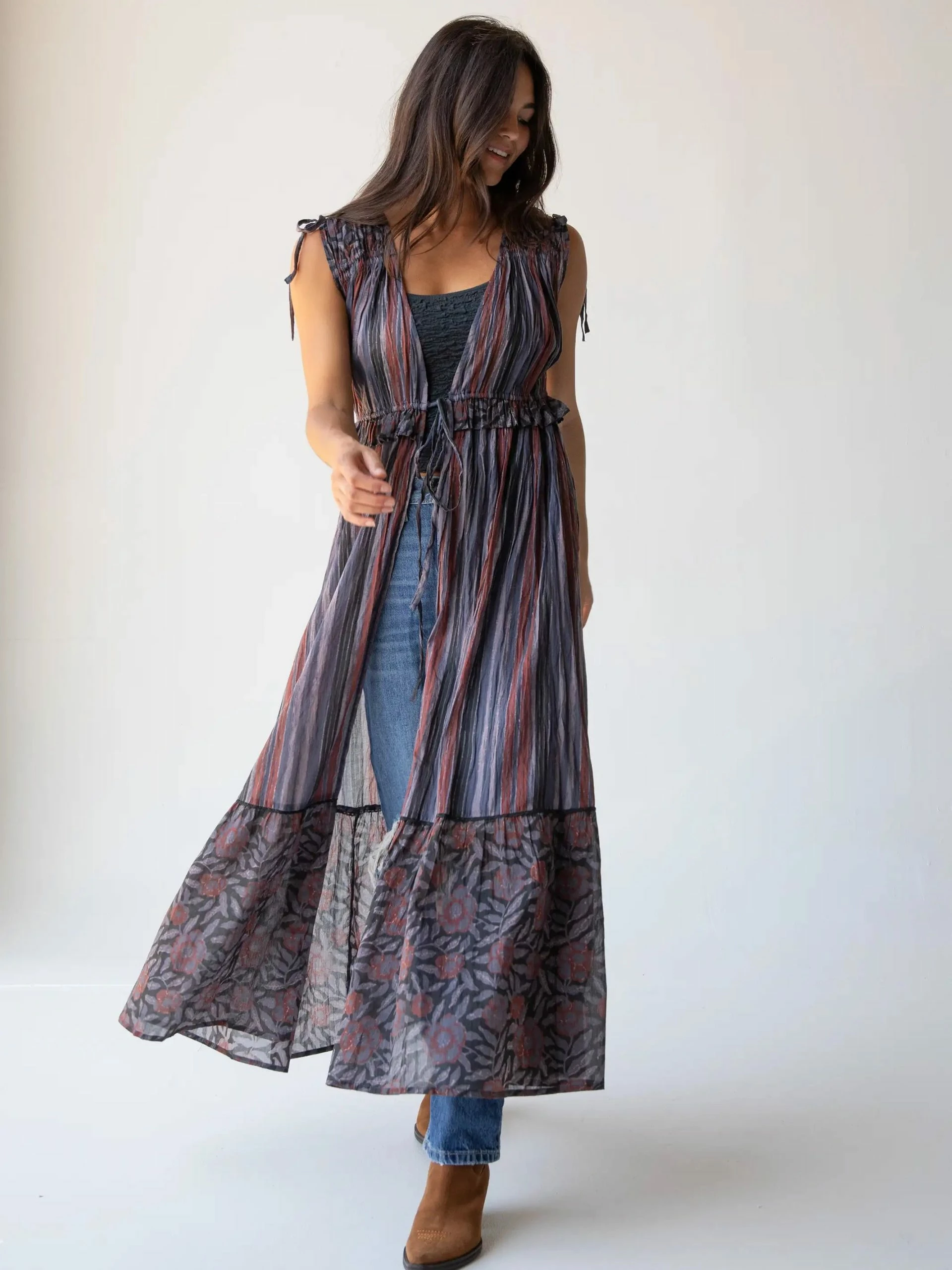 Natural Life Ayla Kimono - Navy Red Stripe Floral 3 Natural Life Ayla Kimono - Navy Red Stripe Floral