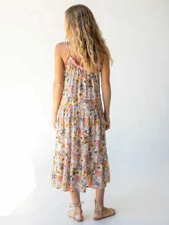 Natural Life Embroidered Harley Midi Dress - Tan Orange Floral -Natural Life Shop 484A4949