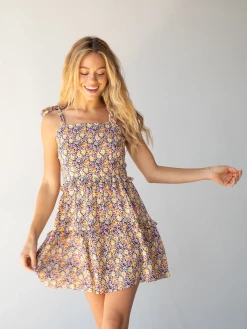 Natural Life Grace Mini Dress - Yellow Purple Floral -Natural Life Shop 484A5132 20copy