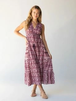 Natural Life Gianna Midi Beach Dress - Purple Floral Border -Natural Life Shop 484A5346 20copy