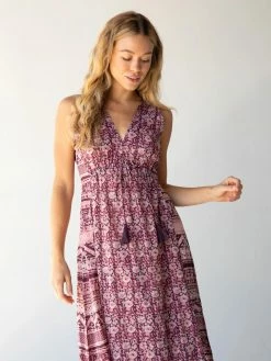 Natural Life Gianna Midi Beach Dress - Purple Floral Border -Natural Life Shop 484A5356 20copy