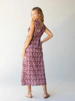 Natural Life Gianna Midi Beach Dress - Purple Floral Border -Natural Life Shop 484A5368 20copy