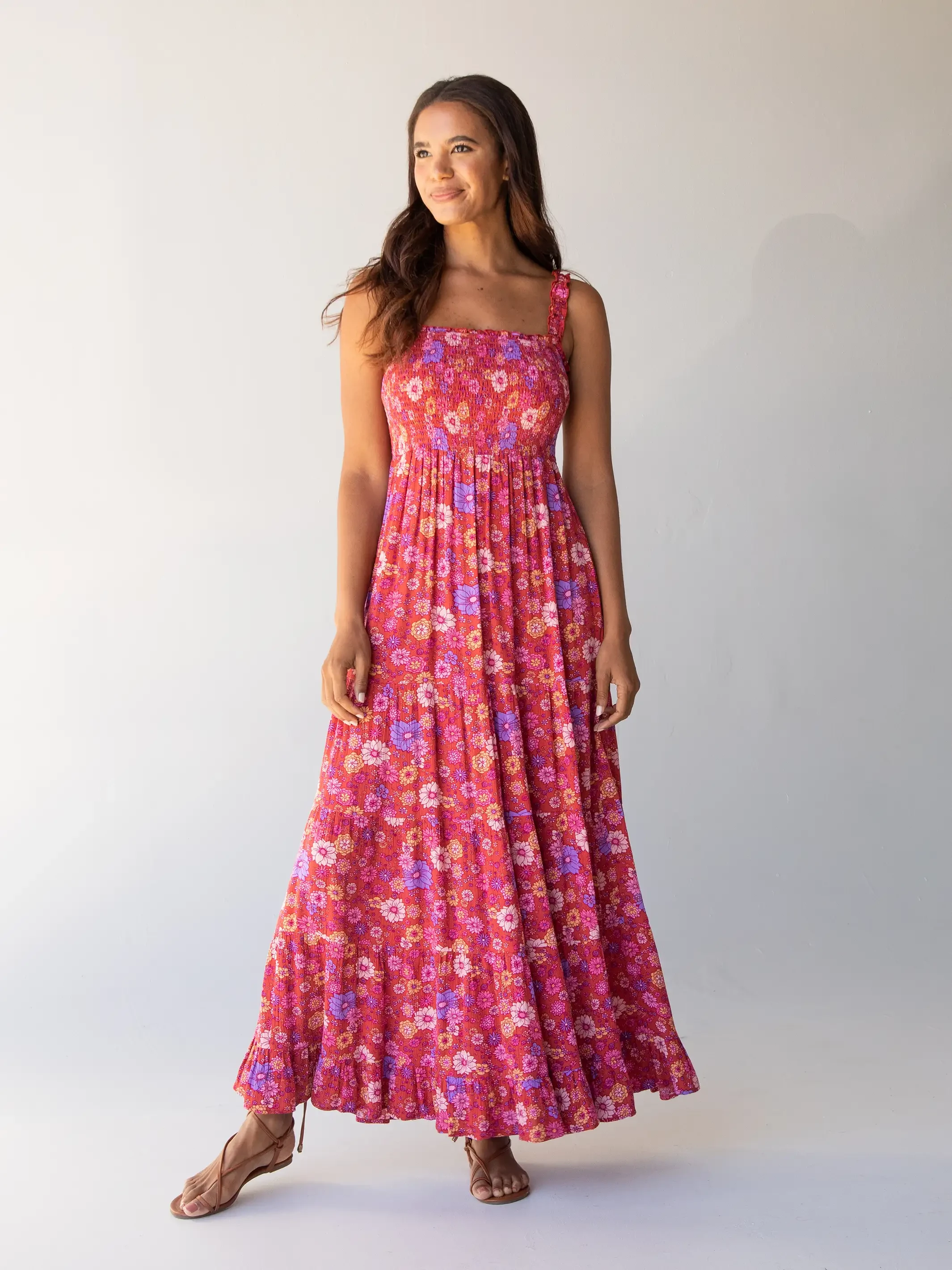 Natural Life Darcy Maxi Dress - Pink Retro Floral 5 Natural Life Darcy Maxi Dress - Pink Retro Floral - Image 3