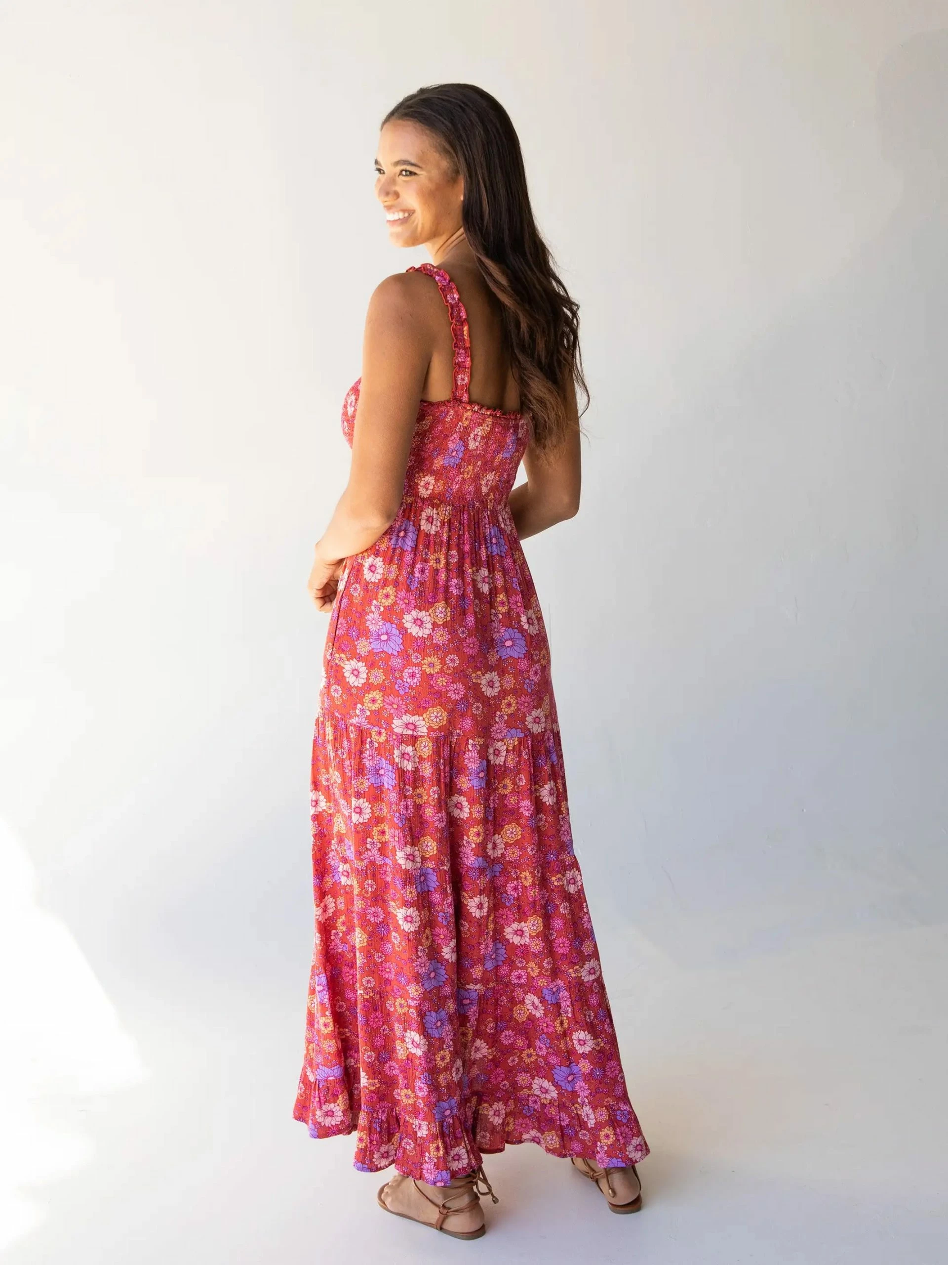 Natural Life Darcy Maxi Dress - Pink Retro Floral 6 Natural Life Darcy Maxi Dress - Pink Retro Floral - Image 4