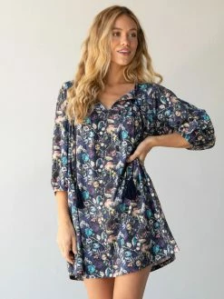 Natural Life Lia Knit Mini Dress - Navy Peacock