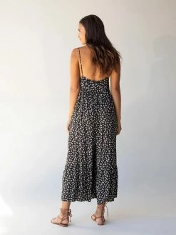 Natural Life Jamie V-Neck Jumpsuit - Black Cream Floral -Natural Life Shop 484A5488