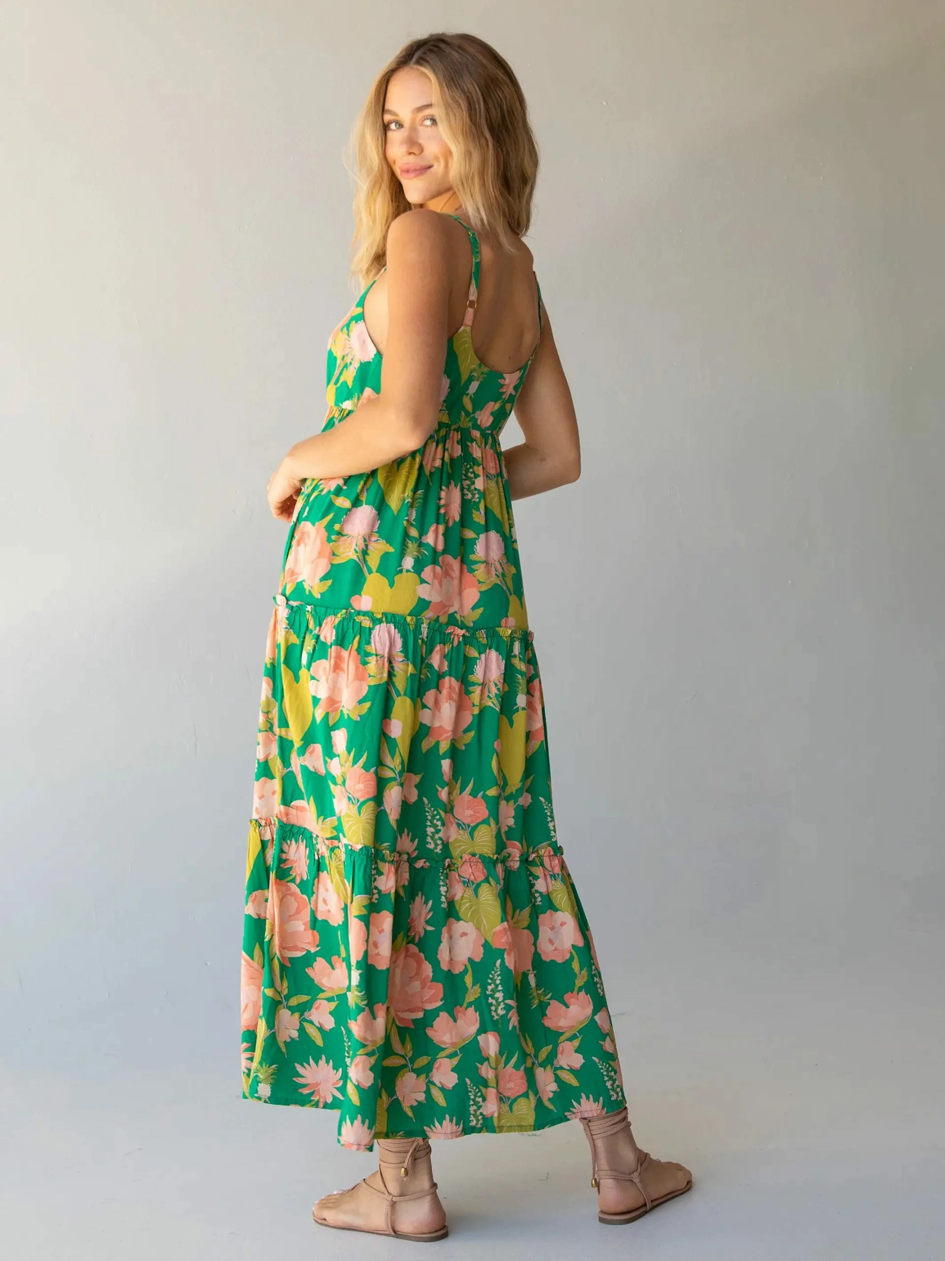 Natural Life Ella Maxi Dress - Green Coral Floral 7 Natural Life Ella Maxi Dress - Green Coral Floral - Image 5