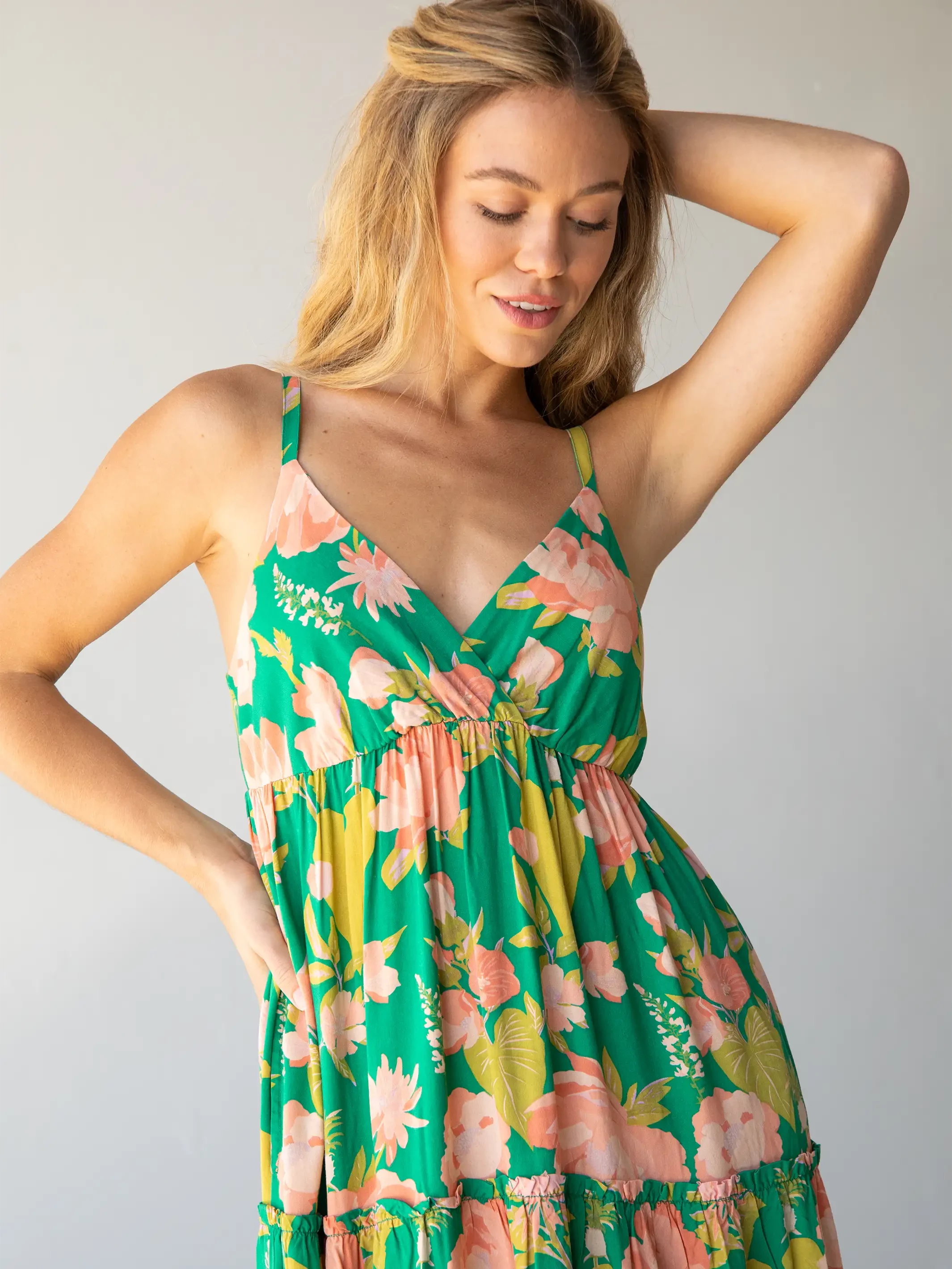 Natural Life Ella Maxi Dress - Green Coral Floral 4 Natural Life Ella Maxi Dress - Green Coral Floral - Image 2