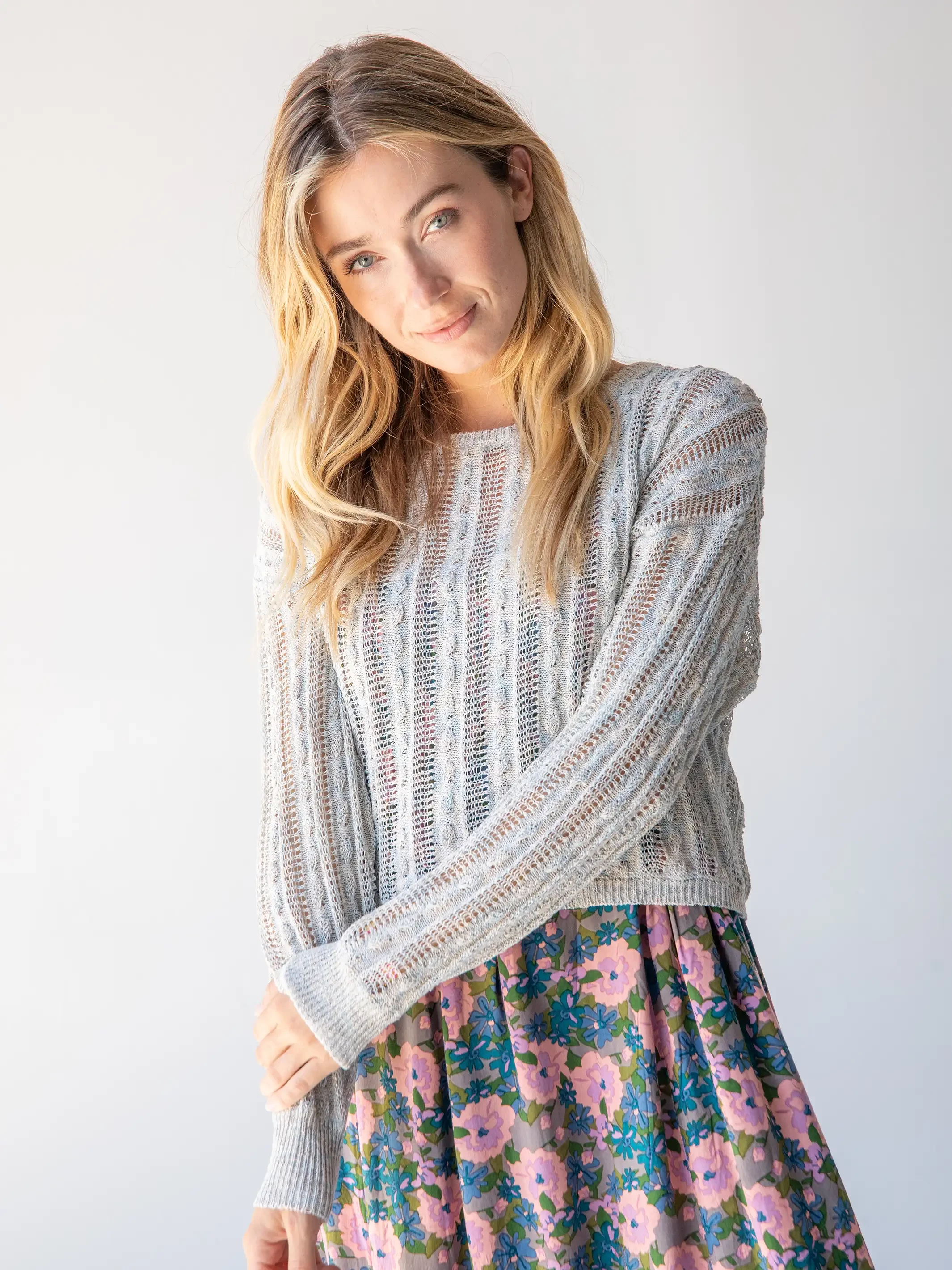 Natural Life Millie Cropped Sweater - Light Blue 3 Natural Life Millie Cropped Sweater - Light Blue