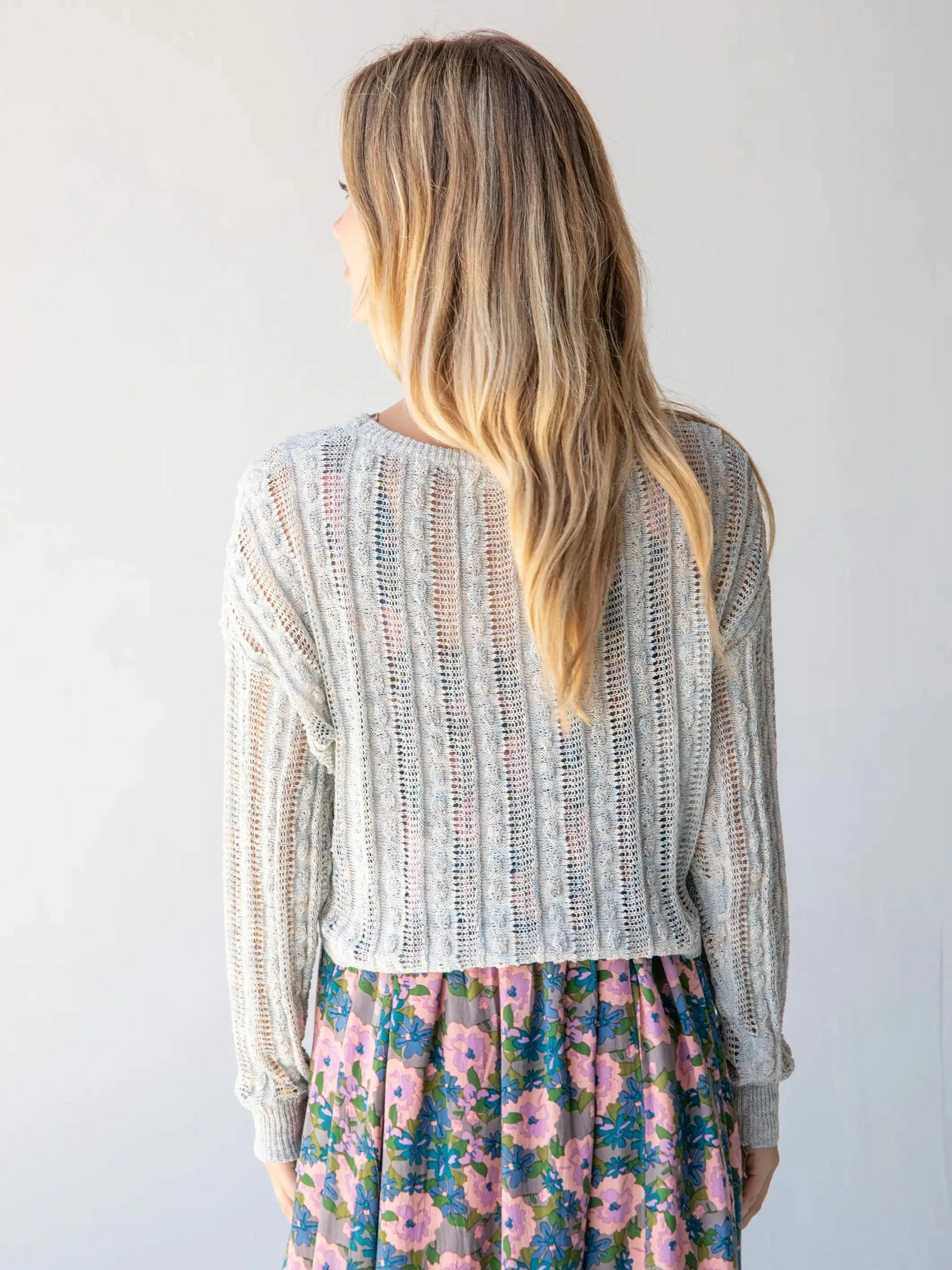 Natural Life Millie Cropped Sweater - Light Blue 4 Natural Life Millie Cropped Sweater - Light Blue - Image 2