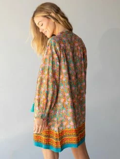 Natural Life Dara V-Neck Mini Dress - Turquoise Orange Border -Natural Life Shop 484A5615 20copy