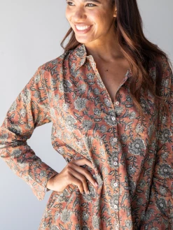Natural Life Drew Cotton Shirt Dress - Rusty Floral -Natural Life Shop 484A5764