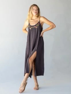 Natural Life Cosette Embroidered Maxi Dress - Charcoal