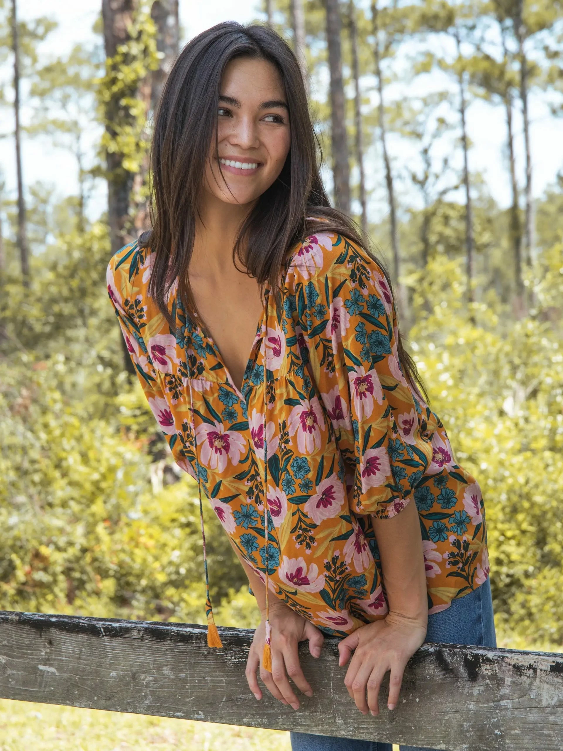 Natural Life Maribel Top - Orange Pink Floral 3 Natural Life Maribel Top - Orange Pink Floral