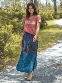 Natural Life Amy Maxi Skirt - Teal Gold Border -Natural Life Shop 484A5893 20copy