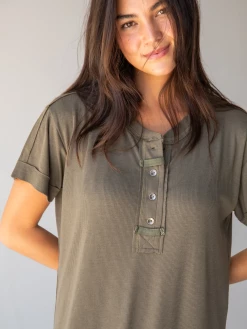 Natural Life Stephanie Ribbed Knit Maxi Dress - Olive