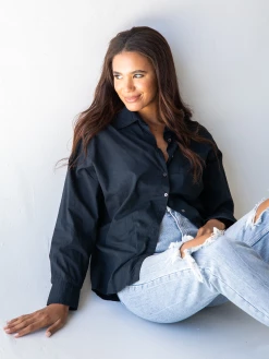 Natural Life Lived In Button Down Shirt - Black