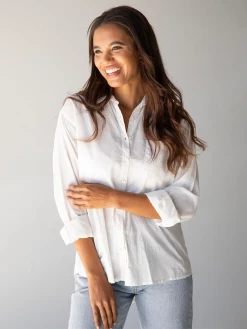 Natural Life Lived In Button Down Shirt - Off White -Natural Life Shop 484A6200