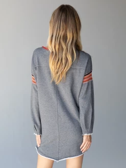 Natural Life Reversible Trim Sweatshirt Dress - Heather Grey -Natural Life Shop 484A6228 20copy