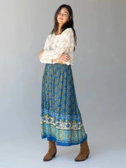 Natural Life Maylin Midi Skirt - Blue Border Print -Natural Life Shop 484A6328 20copy