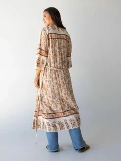 Natural Life Let's Go West Kaftan - Dusty Rose Floral Border -Natural Life Shop 484A6599