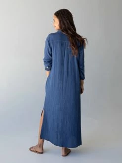 Natural Life Drew Gauze Shirt Dress - Blue 12 Natural Life Drew Gauze Shirt Dress - Blue -Natural Life Shop 484A6786