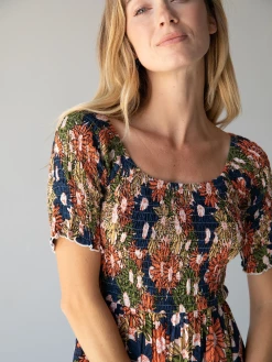 Natural Life Daisy Tiered Midi Dress - Navy Yellow Floral -Natural Life Shop 484A6814 20copy