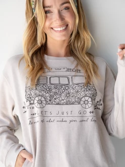 Natural Life Comfy Pocket Sweatshirt - Let's Just Go