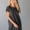 Natural Life Frankie Knit Tee Shirt Dress - Charcoal 1 Natural Life Frankie Knit Tee Shirt Dress - Charcoal -Natural Life Shop 484A6901