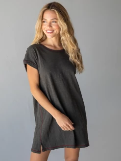 Natural Life Frankie Knit Tee Shirt Dress - Charcoal