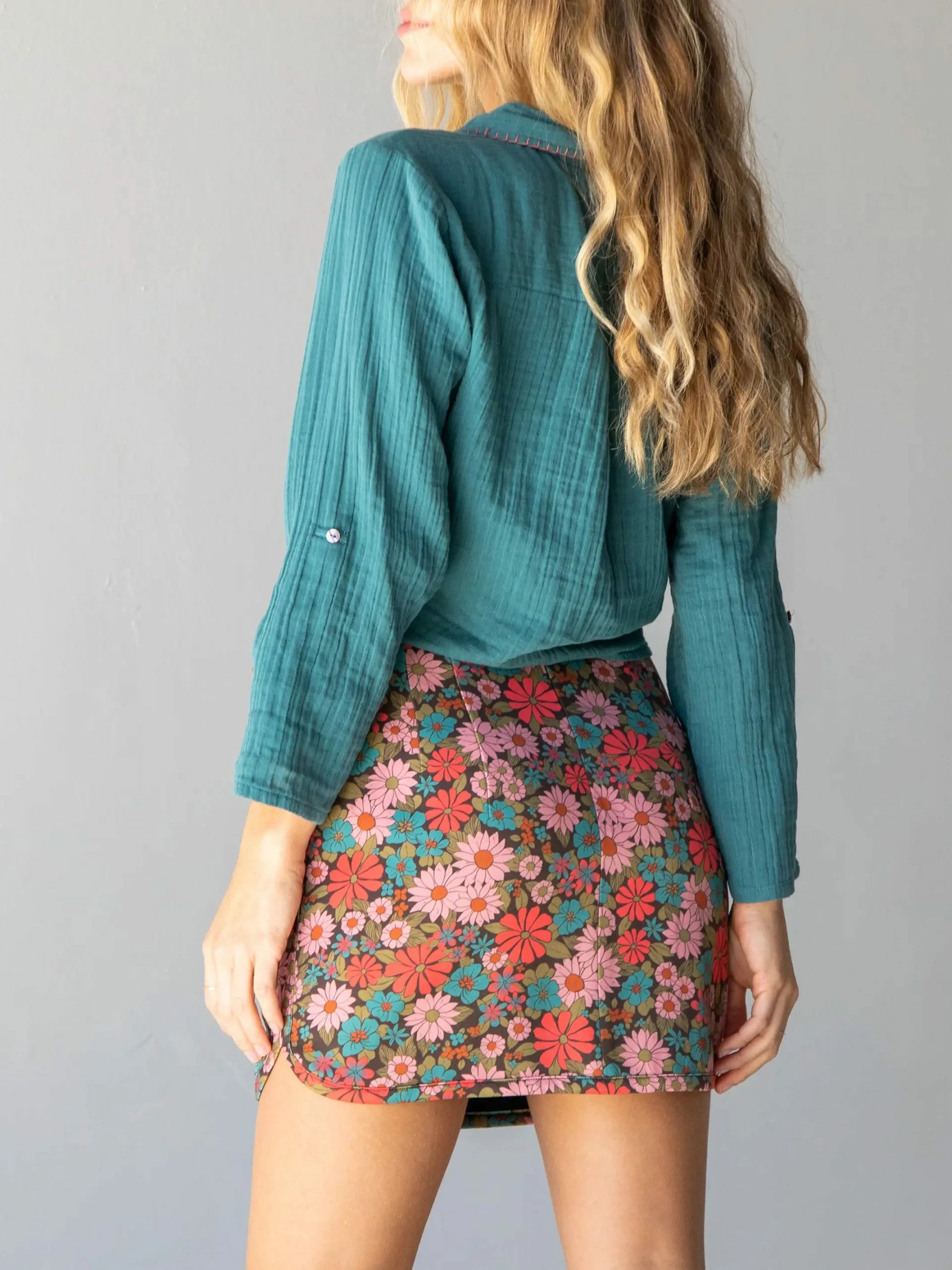 Natural Life Rachel Mini Skirt - Coral Turquoise Floral 3 Natural Life Rachel Mini Skirt - Coral Turquoise Floral