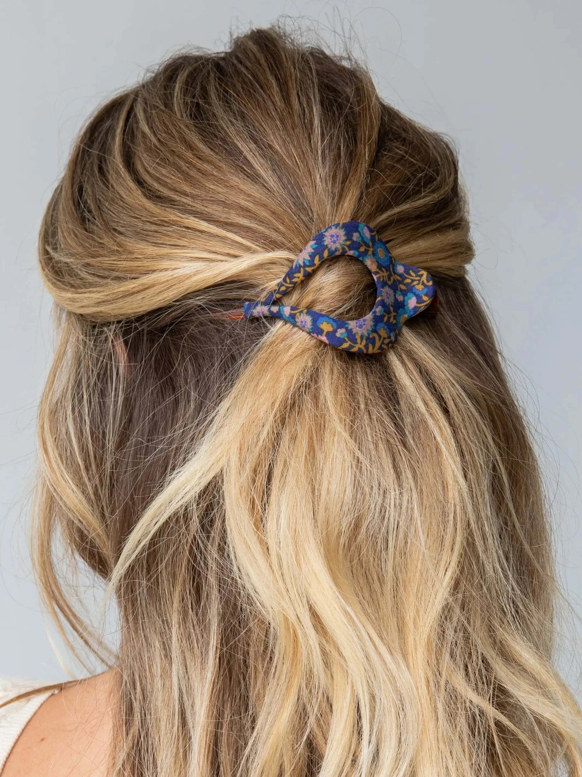 Natural Life Floral Fabric Boho Hair Clip - Indigo 3 Natural Life Floral Fabric Boho Hair Clip - Indigo
