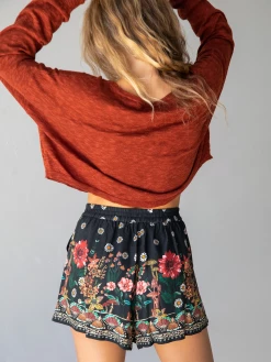 Natural Life Maribel Shorts - Black Floral Mushroom -Natural Life Shop 484A7297 20copy