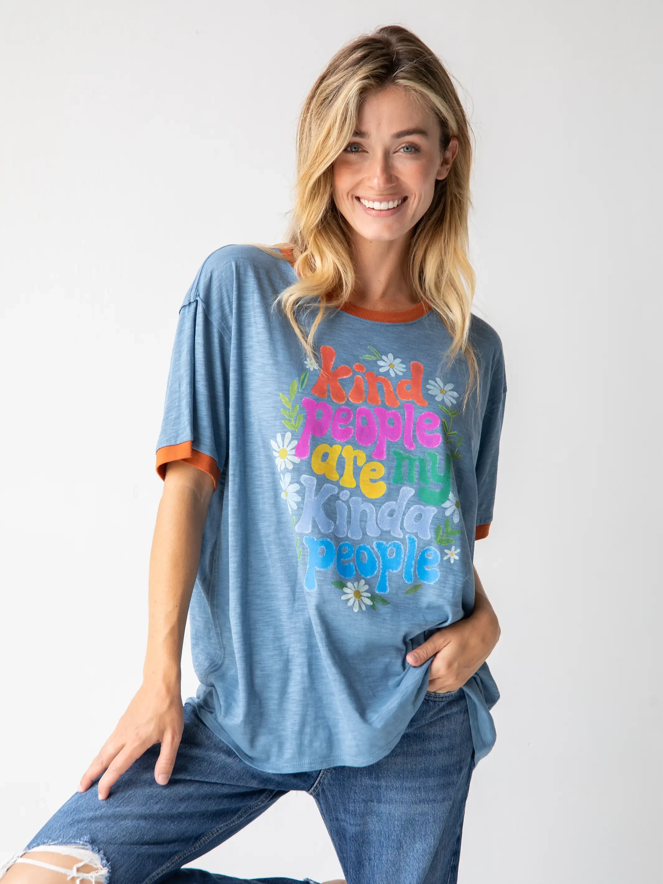 Natural Life Ringer Oversized Tee Shirt - Kind People 4 Natural Life Ringer Oversized Tee Shirt - Kind People - Image 2