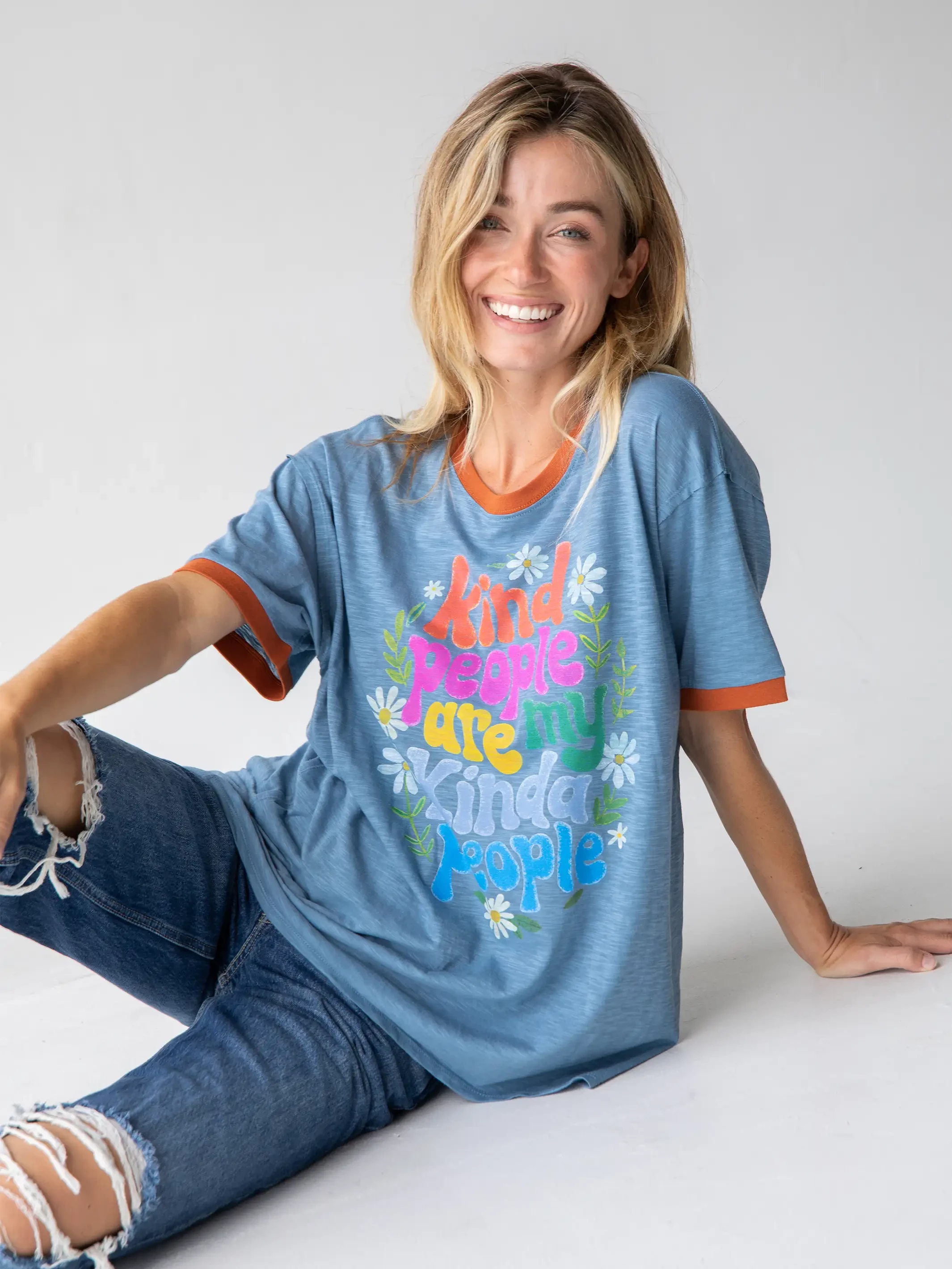 Natural Life Ringer Oversized Tee Shirt - Kind People 6 Natural Life Ringer Oversized Tee Shirt - Kind People - Image 4