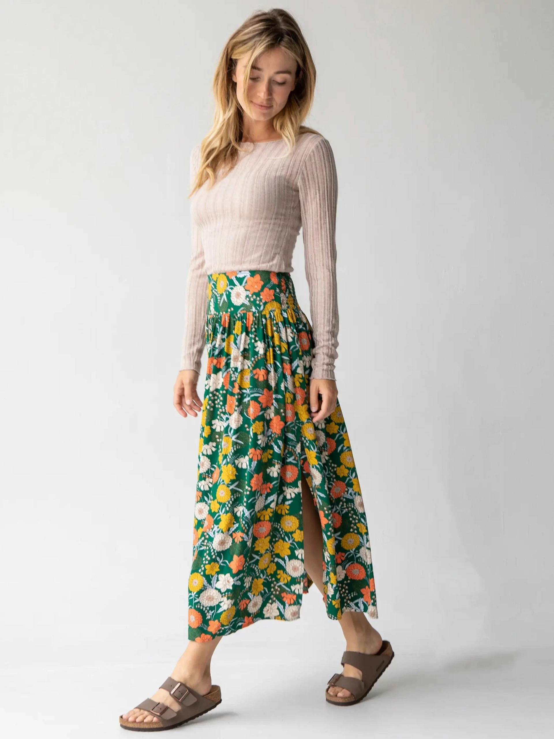 Natural Life Addie Midi Skirt - Green Yellow Daffodil 3 Natural Life Addie Midi Skirt - Green Yellow Daffodil