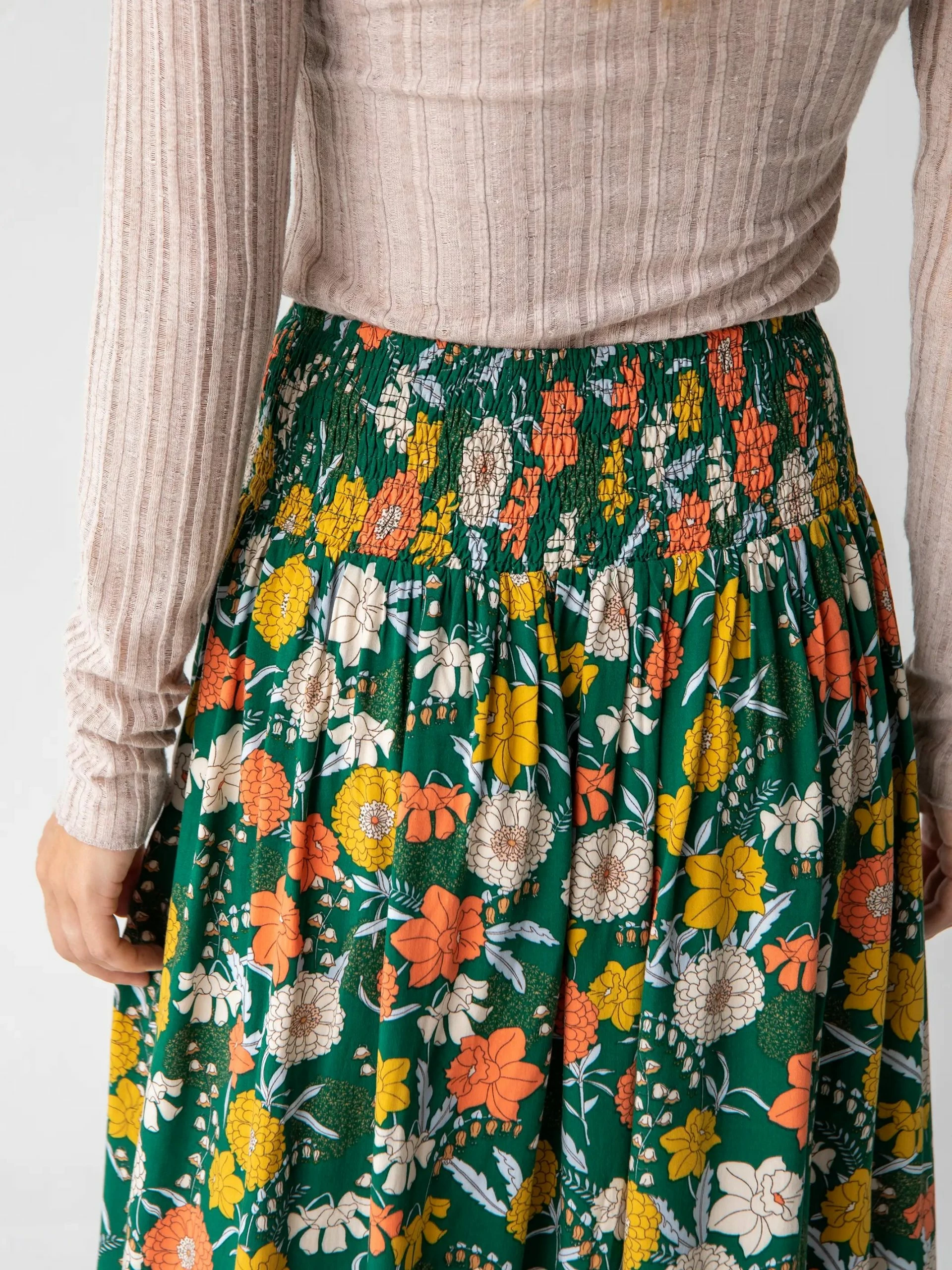 Natural Life Addie Midi Skirt - Green Yellow Daffodil 6 Natural Life Addie Midi Skirt - Green Yellow Daffodil - Image 4