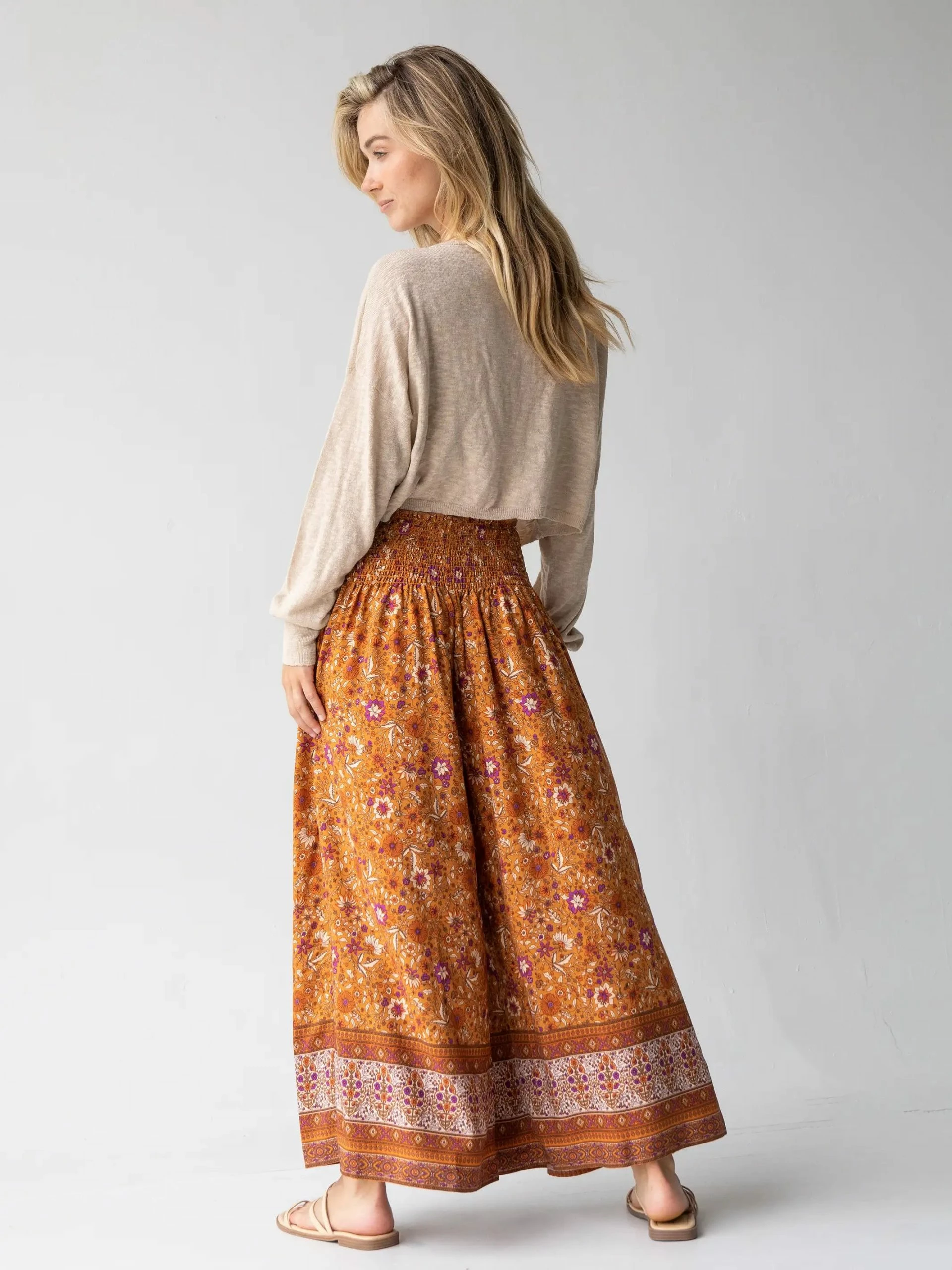 Natural Life Make A Move Wide-Leg Palazzo Pant - Camel Border 5 Natural Life Make A Move Wide-Leg Palazzo Pant - Camel Border - Image 3