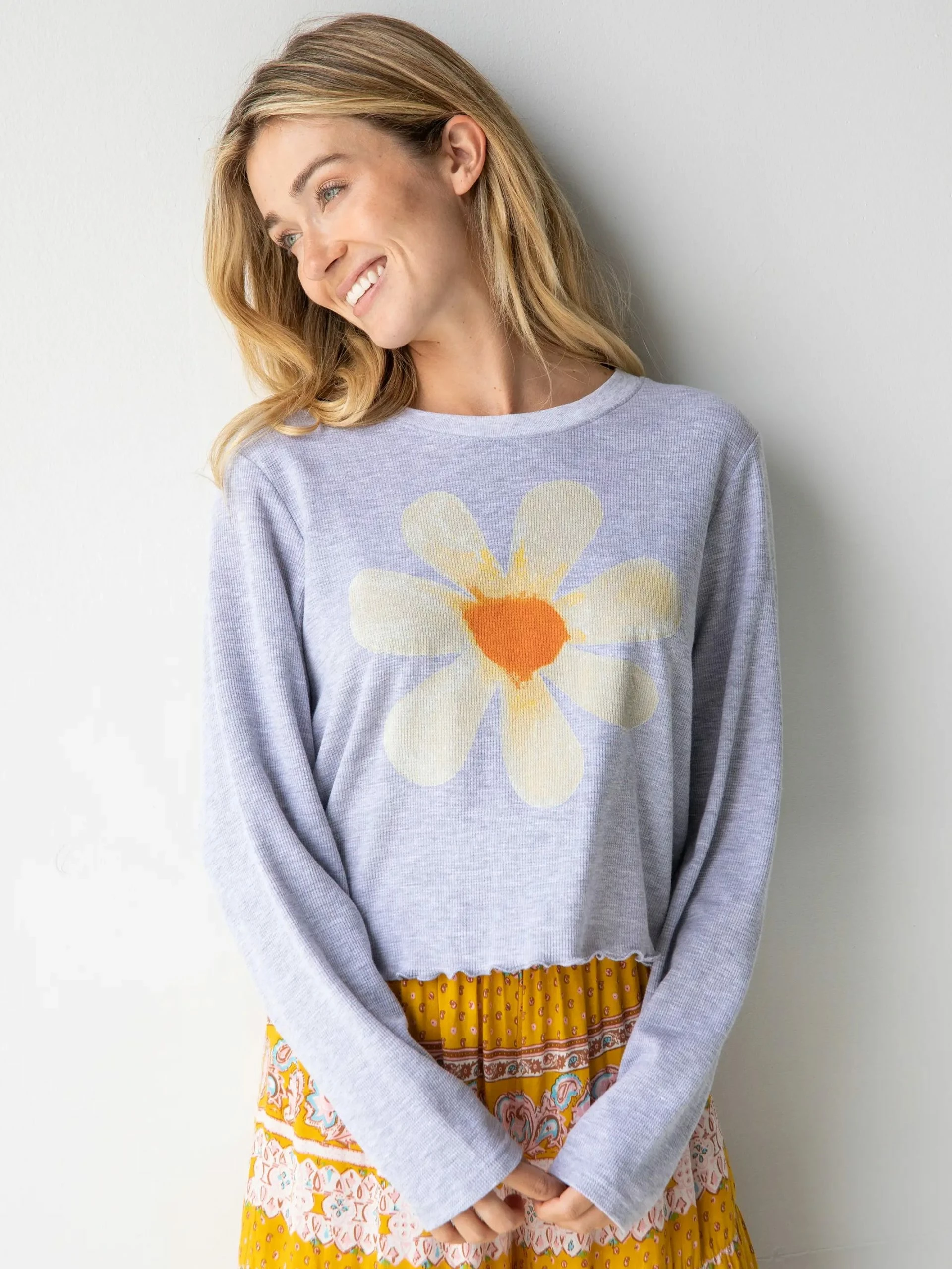 Natural Life Long Sleeve Waffle Tee Shirt - Heather Grey 5 Natural Life Long Sleeve Waffle Tee Shirt - Heather Grey - Image 3