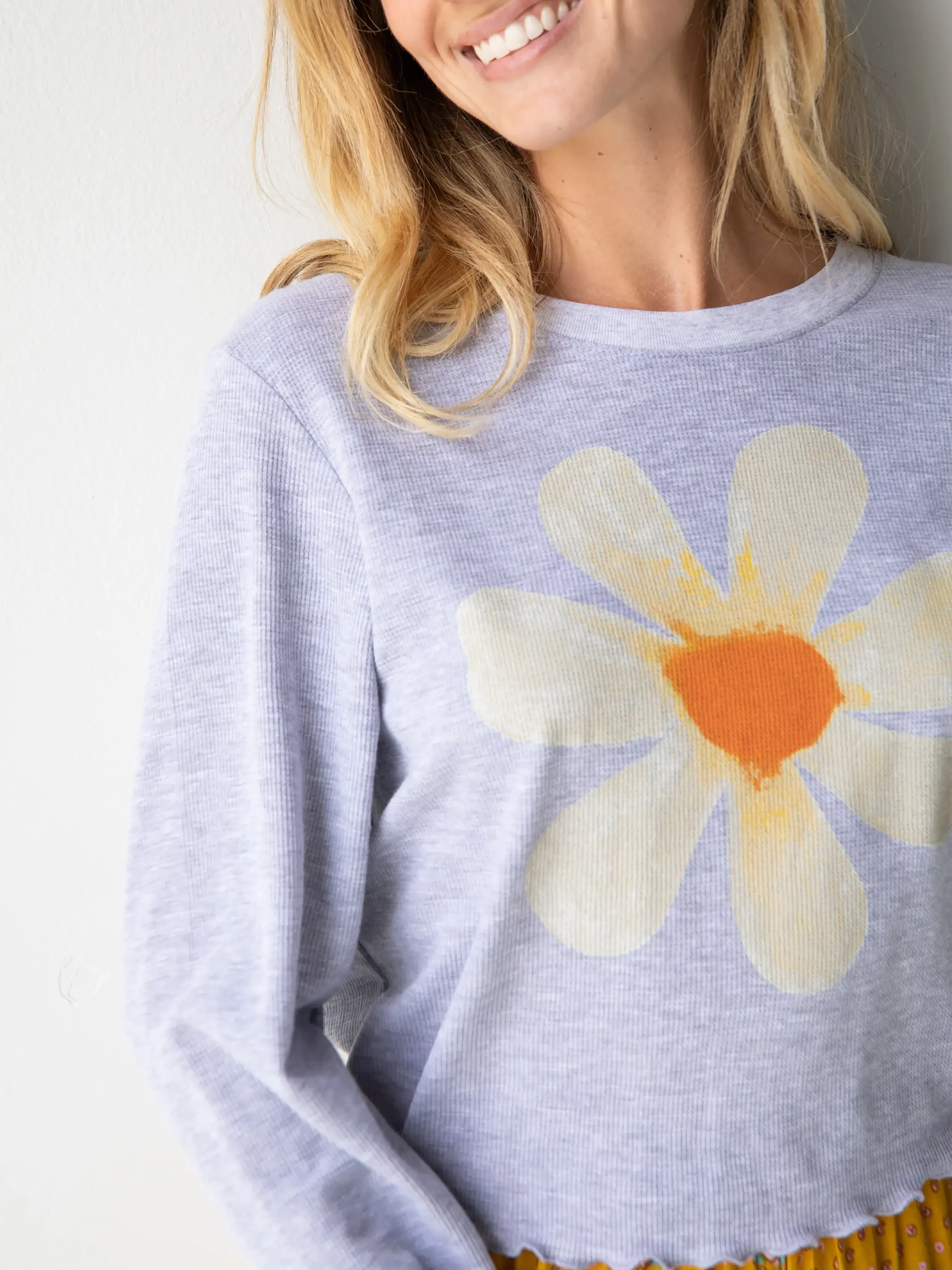 Natural Life Long Sleeve Waffle Tee Shirt - Heather Grey 4 Natural Life Long Sleeve Waffle Tee Shirt - Heather Grey - Image 2