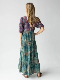 Natural Life Collette Tiered Maxi Dress - Navy Turquoise Floral -Natural Life Shop 484A8833